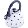 Чайник 2л из нержавеющей стали со свистком в горошек белый Kamille DP112953