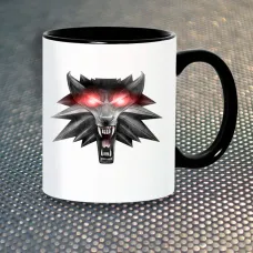Чашка Fan Girl Логотип Медальйон Відьмака The Witcher New (14413) 330 мл Чорний
