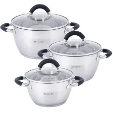 Набор 3 кастрюли Marsaili 1.8л 2.5л 3.5л с силиконовыми ручками Kamille DP36504 Набор 3 кастрюли Marsaili 1.8л 2.5л 3.5л с силиконовыми ручками Kamille DP36504