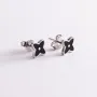 Серебряные серьги - пусеты Клевер черная эмаль 123047 Оникс 1 г Черный