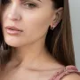 Серебряные серьги Цветочки с позолотой 122792 Оникс 3.5 г