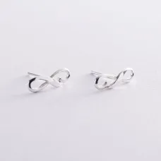 Серебряные серьги - пусеты Бесконечность 122869 Оникс 1.2 г