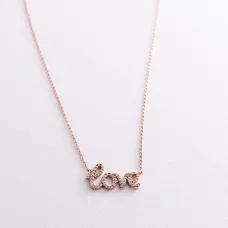 Золотое колье Love с фианитами кол00985 Оникс 45 Белый