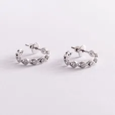 Серебряные серьги - пусеты с фианитами 4912 Оникс 2.84 г Белый