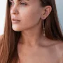 Золотые серьги клевер на цепочке эмаль с07667 Оникс 3.07 г Черный