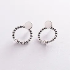 Серебряные серьги 2 в 1 Шарики 123098 Оникс 6.5 г