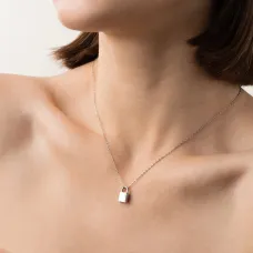 Серебряное колье Замочек с фианитами 181174 Оникс 43 Белый