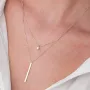 Двойное золотое колье Хлоя с фианитом кол02046 Оникс 40 Белый