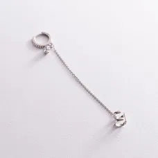 Серебряная серьга - каффа с фианитами 4998 Оникс 1.93 г Белый