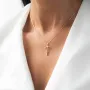 Колье крестик в желтом золоте кол01704 Оникс 40