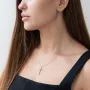 Колье крестик в белом золоте кол01707 Оникс 45