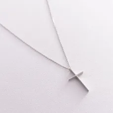 Колье крестик в белом золоте кол01707 Оникс 40