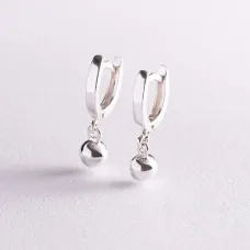 Серебряные серьги Шарики 123120 Оникс 4 г