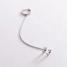 Серебряная серьга - каффа 4999 Оникс 1.62 г Белый