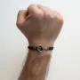 Каучуковый браслет в золоте Якорь с фианитами б02348 Оникс 21 Черный