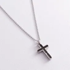 Мужское колье Крест из серебра ZANCAN EXC487-60 Оникс 5.40 г