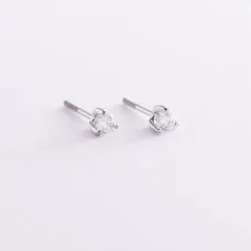 Серьги-гвоздики из белого золота с фианитами с02828 Оникс 1.06 г Белый