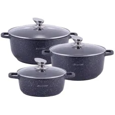 Набор 3 кастрюли Landes Black 2.3л 4.5л 6.5л с двумя прихватками Kamille DP36495