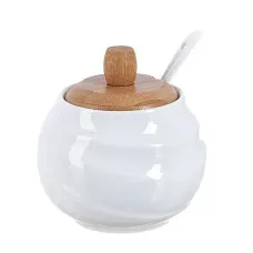 Сахарница Ceram-Bamboo 300 мл с ложкой и бамбуковой крышкой BonaDi DP41372