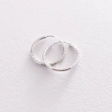 Серьги - кольца в белом золоте (1.5 см) с07152 Оникс