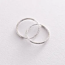Серьги - кольца в белом золоте (1.8 см) с07153 Оникс