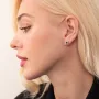 Серебряные серьги - пусеты с пиропами и фианитами 2112/9p-GAR Оникс