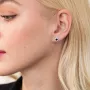 Серебряные серьги - пусеты с сапфирами и фианитами 2112/9p-NSPH Оникс