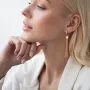 Золотые серьги Клевер с цепочками с07738 Оникс