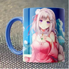 Чашка Fan Girl Рем Рам та Емілія Ре:Зеро Життя з нуля - Re: Zero (14898) 330 мл Блакитний