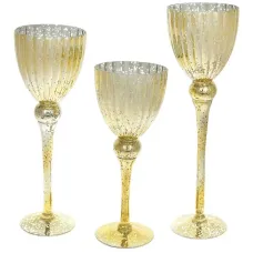 Интерьерные подсвечники Bona в наборе 3 шт 30см 35см 40см Gold DP115515
