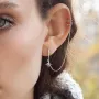 Серебряная серьга - каффа с фианитами 4996 Оникс
