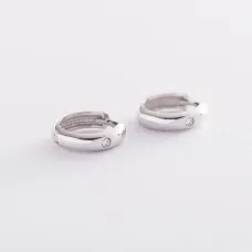 Серьги-кольца в белом золоте (фианит) с06712 Оникс