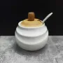 Цукорниця Ceram-Bamboo з ложкою та бамбуковою кришкою BonaDi 300 мл Білий BD-375-311