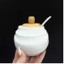 Цукорниця Ceram-Bamboo з ложкою та бамбуковою кришкою BonaDi 300 мл Білий BD-375-311