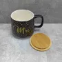 Чашка чорна з бамбуковою кришкою 