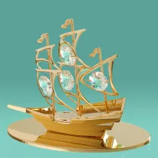 Декоративна фігурка зі стразами Crystocraft Кораблик 10х7 см Золотий AL97258 Декоративна фігурка зі стразами Crystocraft Кораблик 10х7 см Золотий AL97258