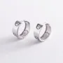 Серьги - кольца Love в белом золоте с04671 Оникс