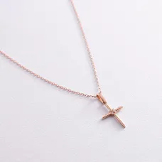 Золотое колье Крестик с фианитами кол02188 Оникс 45