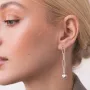 Серебряные серьги - пусеты Сердечки на цепочке 123197 Оникс