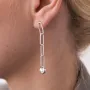 Серебряные серьги - пусеты Сердечки на цепочке 123197 Оникс