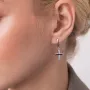 Серьги Крестики в белом золоте с07822 Оникс