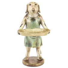 Фигурка интерьерная Dog with tray 27 см ArtDeco AL117938 Фигурка интерьерная Dog with tray 27 см ArtDeco AL117938