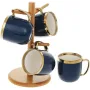 Набор чайный на бамбуковой стойке 4 кружки 320мл Dark Blue Чайная Линия Bona DP118104