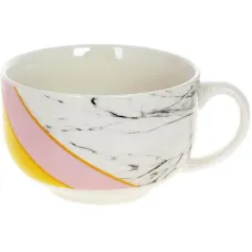 Кружка (чашка) фарфоровая Marble 500мл Pink-Gray Bona DP118112
