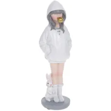 Фігурка інтер'єрна 7.5х9х26 см White Дівчинка з Кроликом Bona DP118507 Фігурка інтер'єрна 7.5х9х26 см White Дівчинка з Кроликом Bona DP118507