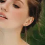 Серебряные серьги - пусеты Шарики на цепочке 40018 Оникс