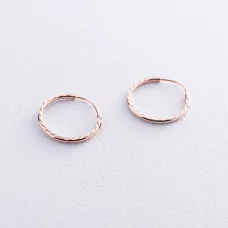 Серьги - кольца в красном золоте (1.5 см) с03381 Оникс