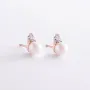 Золотые серьги - пусеты с жемчугом и фианитами с07952 Оникс