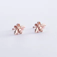 Серьги - пусеты Пчелки в красном золоте с07902 Оникс