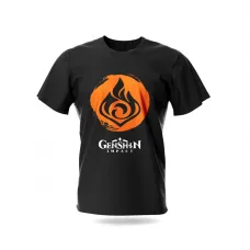 Футболка Fruit of the loom Пиро Геншин Импакт - Genshin Impact Черная 140 см (15616)
